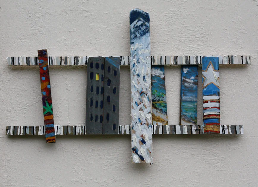 Fence 08 by Mark Painter — Mixed Paint on Reclaimed Wood (2005-11)