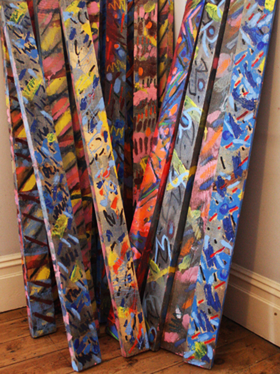 Mark Painter's Splinter Groups - Assemblages of painted wood fragments