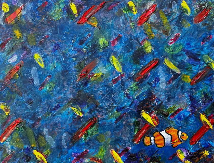 Fishing for Compliments by Mark Painter — Oil on Wood (2024)
