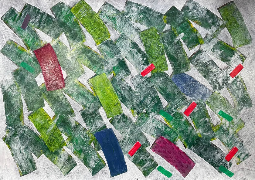 Quanta 3 by Mark Painter — Acrylic on Paper (2025)
