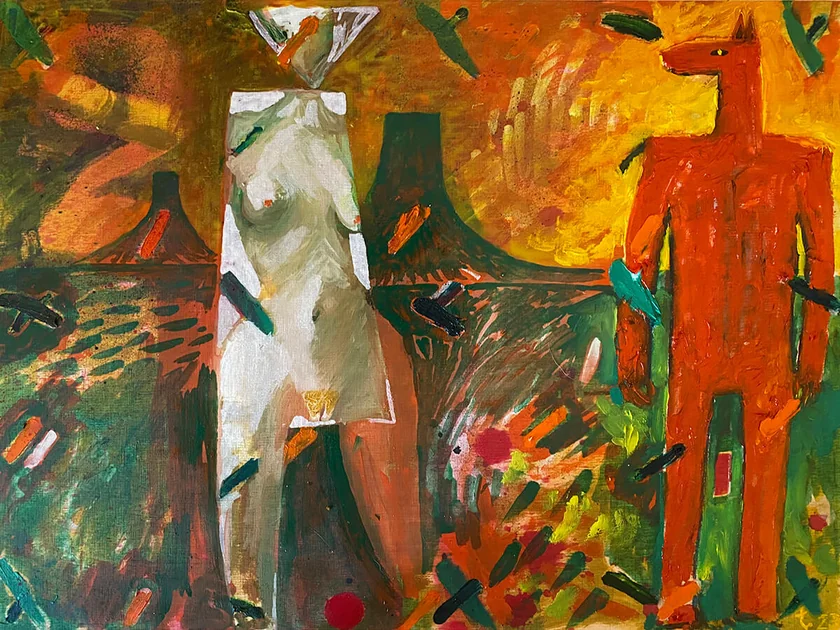 She Said by Mark Painter — Oil on Wood (2020)
