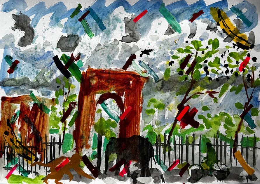 Park and Ride by Mark Painter — Acrylic on Paper (2025)