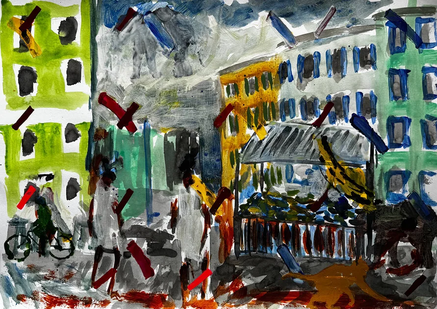 Heat of the City by Mark Painter — Acrylic on Paper (2025)