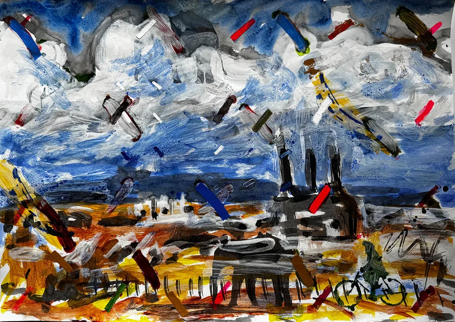 Train Journey South by Mark Painter — Acrylic on Paper (2025)