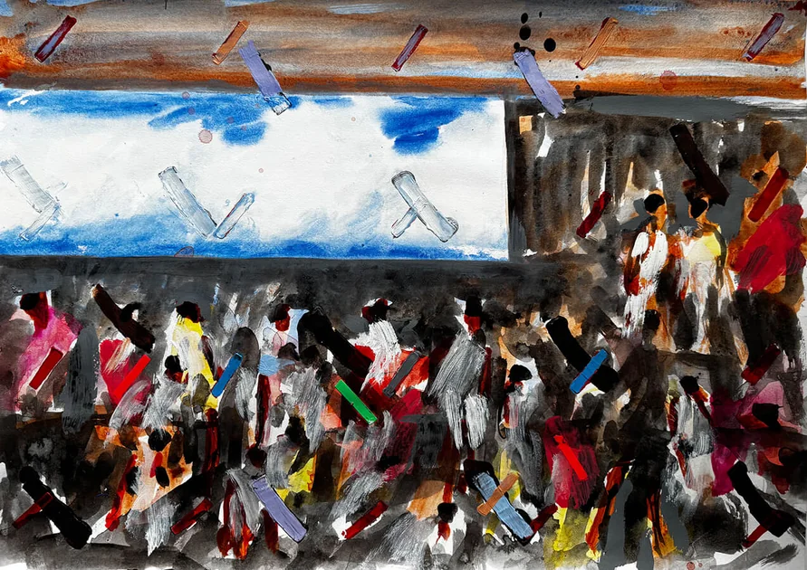 All Aboard by Mark Painter — Acrylic on Paper (2025)