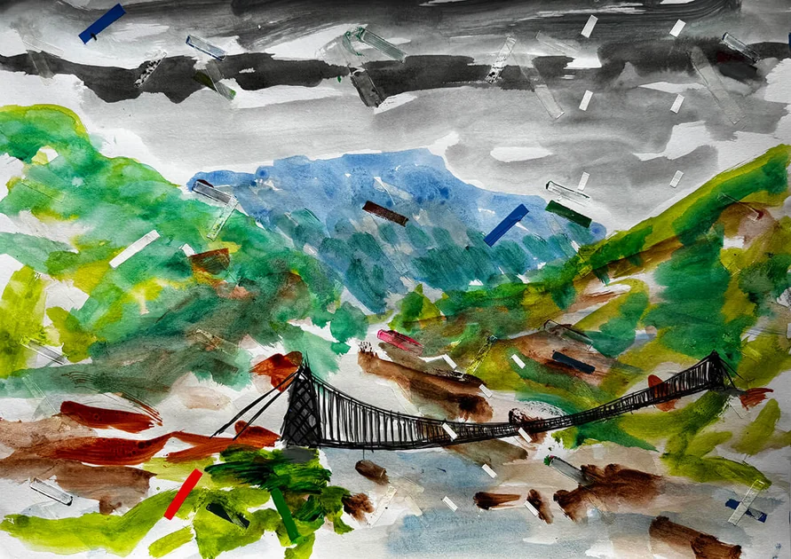 Bridging the Divide by Mark Painter — Acrylic on Paper (2025)